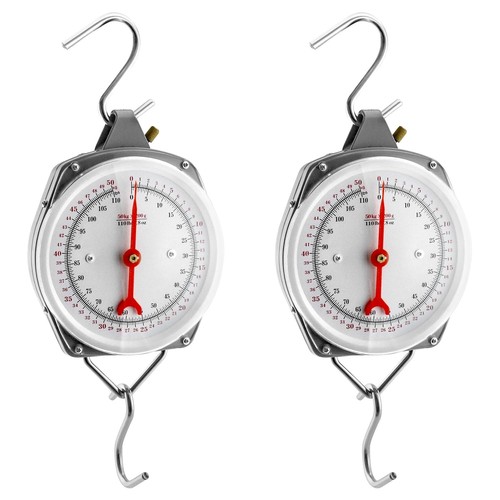 QWORK 2 Pack Precision Hanging Scale, 110lbs / 50kg 110lb/50kg - 2 pcs