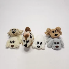 Pound Puppies Mini Plush Lot Of 6 Miniature 3" White Grey Tan 1995 Vintage