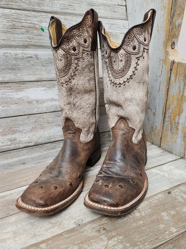 Roper Nietenstiefel Damengröße 8 Cowboy Cowgirl Western Leder Rodeo Handarbeit