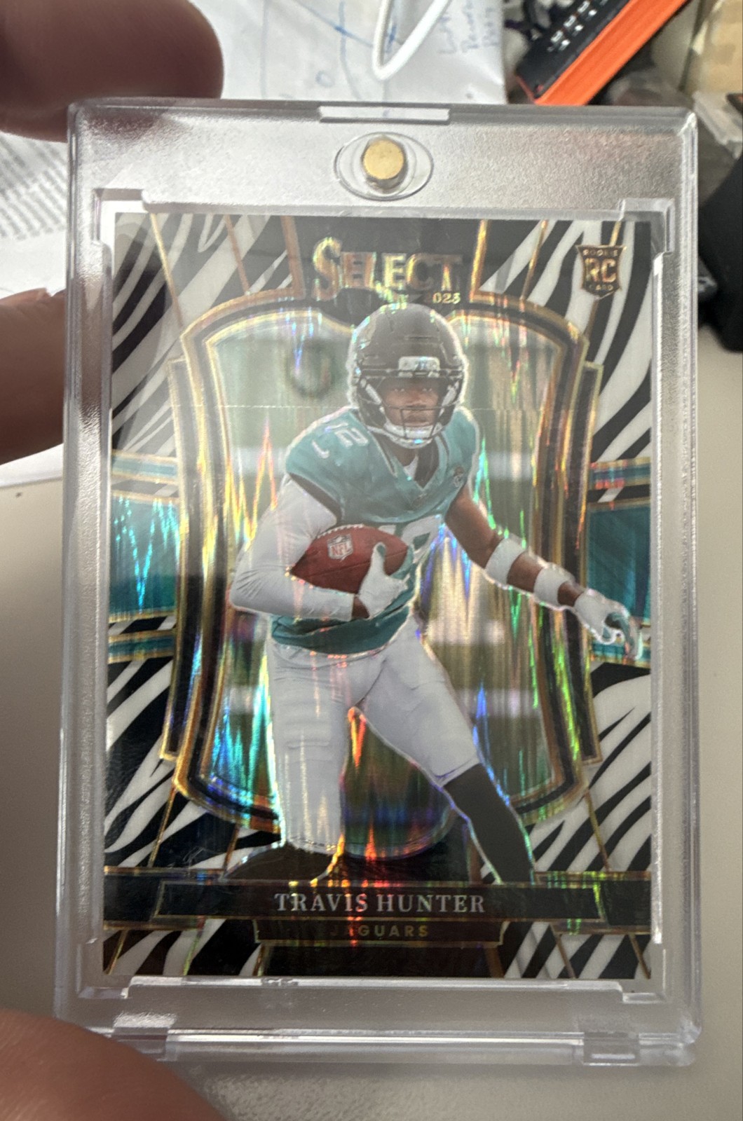 2025 Panini Select - Premier Level Travis Hunter #128 Zebra Prizm (RC)