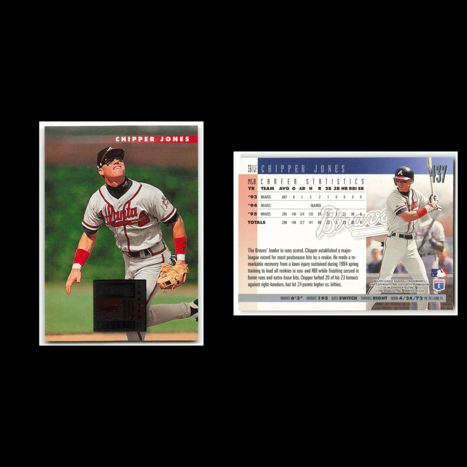Chipper Jones #437 1996 Donruss Atlanta Braves Baseball Card MLB NM - Image 3 of 3