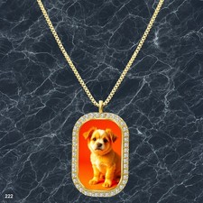 New Cute Dog Puppy Pendant Necklace Graphic Design Sparkling Gold Tone Rare