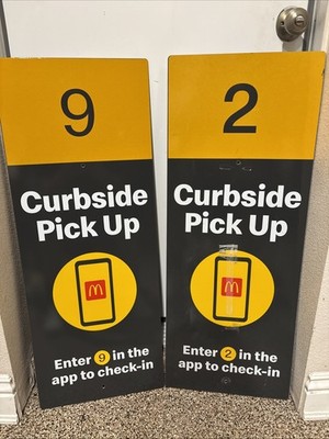 McDonald s Collectible Mobile Pick Up Signs Lot of 2 36 X14 Inches #9 & #2