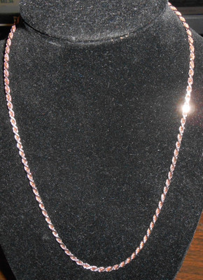 18'' DIAMOND CUT ROPE NECKLACE/CHAIN - ROSE GOLD COLORING - MARKED 925 ITALY A.T.