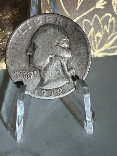 1939 D Washington Silver Quarter~Good~Receipt