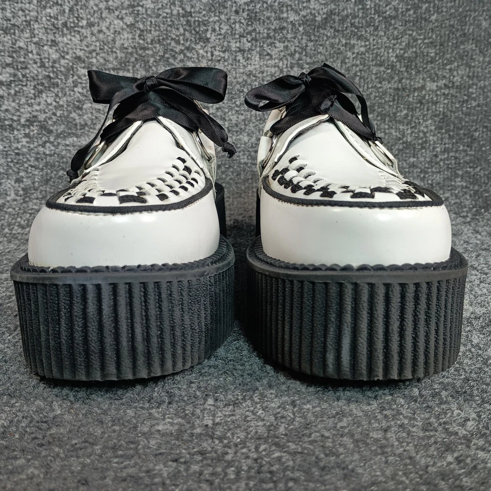 Zapatos T.U.K Mujer Talla 5 Blanco Plataforma Creepers D-Ring Checkerboard A6803 Foto 4 de 4