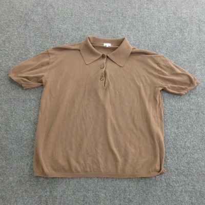 KULE Polo Shirt Womens Medium Brown Cotton Silk Blend Knit Short Sleeve Collared