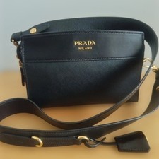 Prada Esplanade Crossbody Black Saffiano Leather Shoulder bag 1BH043 NERO