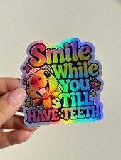 Capybara Humorous Sarcastic Waterproof 3 Inch Holographic Sticker