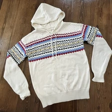 The Normal Brand Apres Knit Hoodie Sweater Ski Winter White Womens Size Large