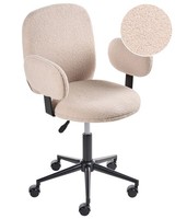 BüRostuhl Bouclé Stoffbezug Beige HöHenverstellbar Drehbar Mit Armlehnen Moraga