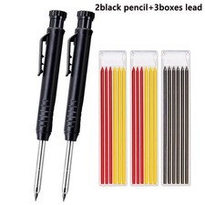 Deep Hole Solid Carpenter Pencil With 6 Refill Leads Construction Pencil Set