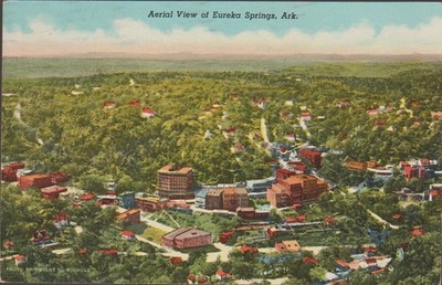 Aerial View of Eureka Springs AK. Linen Postcard (11721)