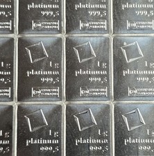 1 gram Platinum Bar .9995 Fine Valcambi Suisse Platinum CombiBar 3576.90 per troy oz