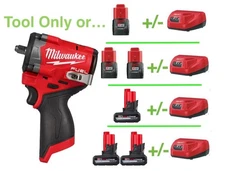 MILWAUKEE M12 3/8" IMPACT WRENCH STUBBY 2562-20 w/ BATTERY CHARGER OPTION SET