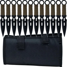 🆕S-Force Kunai Knives 12-Piece Black & Green Stainless Steel Throwing Knife Set