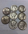 Mercury Silver Dimes VF Lot of 8/ Dates 1941 - 1945 Good detail On Most bands
