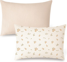 Muslin Toddler Pillowcase for 13X18 Pillow, 2 Pack Soft  Breathable Cotton Todd