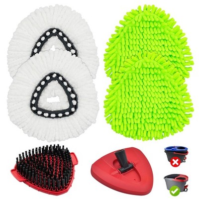 Mop Head 1 Tank, 4 White&green Heads&1 Scrubber Head&1 Base