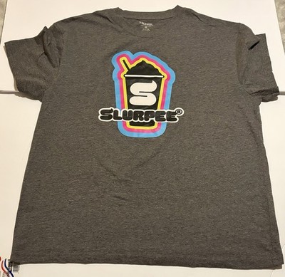 7-Eleven, 7-11 Tee Shirt Gray Slurpee Neon Cup Graphic Logo Men s Size XL