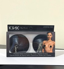 BLACK NIPPLE COVERS EROTIC BEDROOM CHAIN SUBMISSIVE DOMINATRIX PADDED SATIN XXX