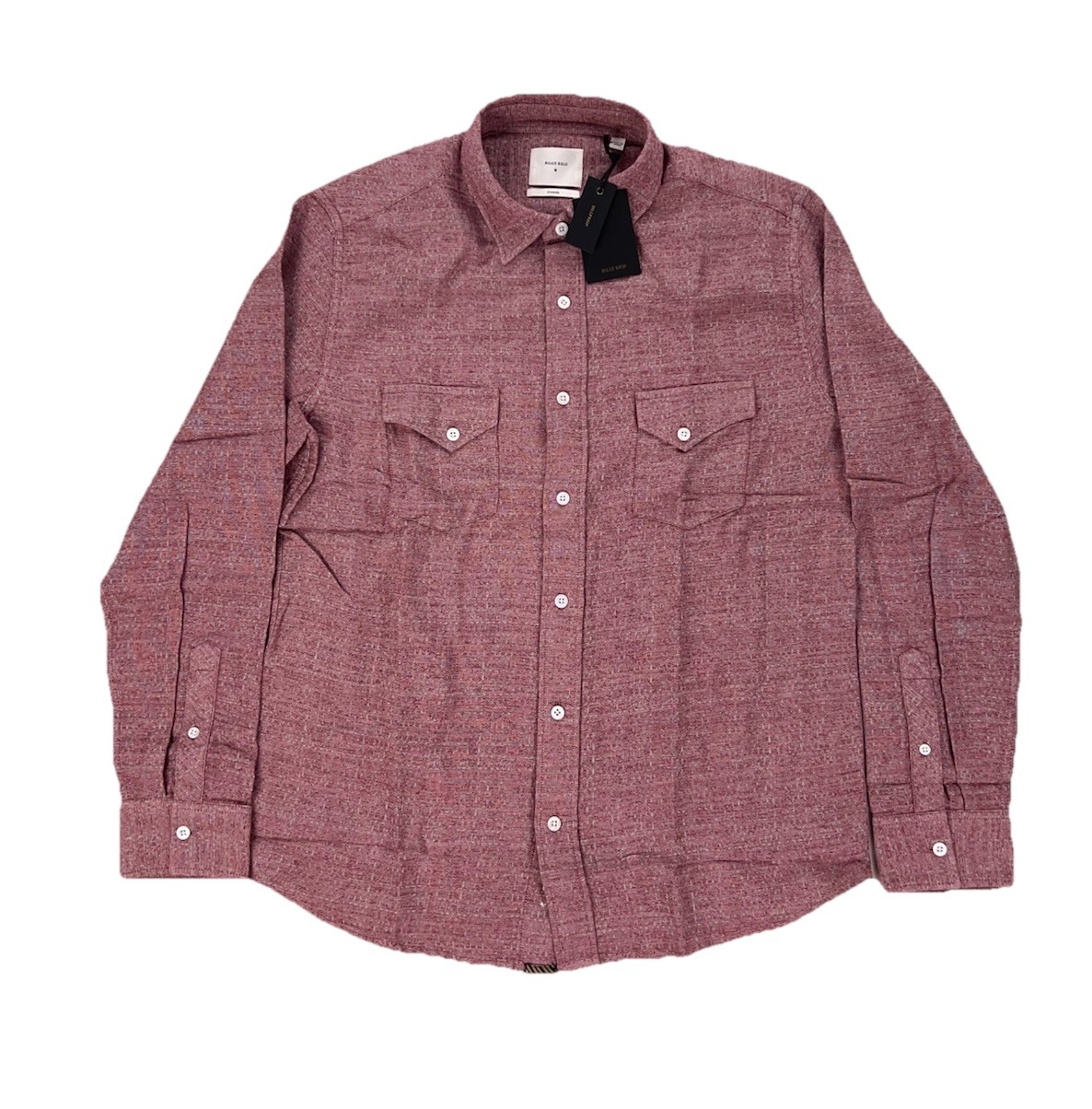 NEW Billy Reid Melange Western Shirt Long Sleeve Cabernet Red Mens Size M