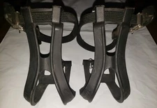 VINTAGE TIOGA POWER CLIP TOE CLIPS+ VICTOR NYLON STRAPS, BLACK