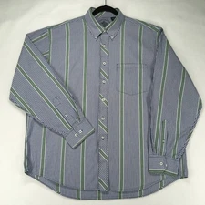 IZOD JEANS Men's Shirt Size XL Striped Blue Button Down Long Sleeve Front Pocket