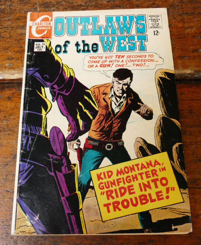 OUTLAWS OF THE WEST #70 - 1968 Charlton Comics Silver Age Western Kid Montana GD