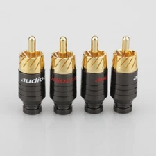 4pcs New Copper RCA Plug Gold Plated HIFI Audio Video Adapter Cable Connector