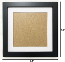 8X8 Picture Frames Black Square, 6X6 Picture Frame with Mat, Solid Wood, Plastic