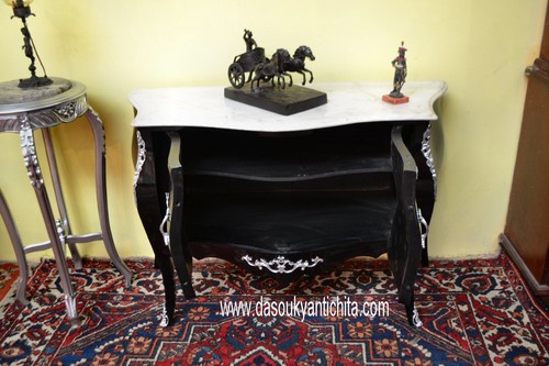 Servante-credenza a due sportelli ebanizzata stile Luigi XV - Foto 9 di 11
