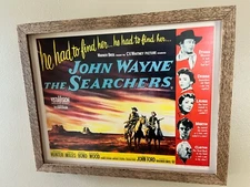 JOHN WAYNE - The Searchers 56  Lobby Card- Beautiful Museum Framed Oak Shadowbox