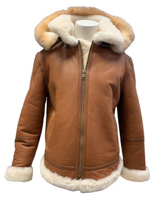 Mens Brown RAF B3 Aviator bomber Shearling Jacket Real Sheepskin Leather Jacket