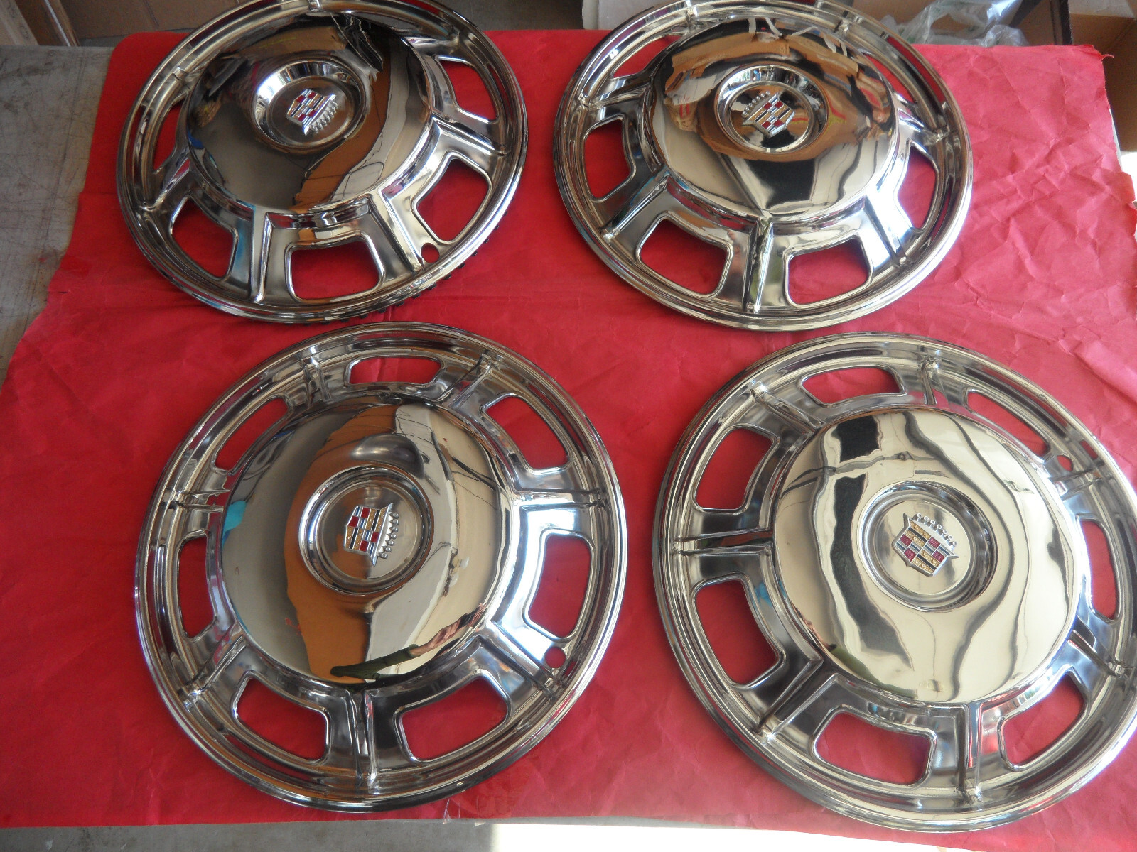 1967 67 1968 68 original Cadillac Eldorado hubcaps set (4) polished great eBay