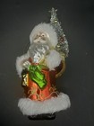 Santa with Lantern & Tree Glass Ornament