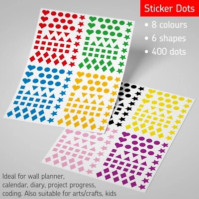 PLANNER HEAD Coloured Stickers Dots for Year Planner, Calendar, Diary, Project, Staff Holiday