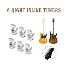 Chrome Guitar Machine Heads 6 R Inline Tuners Silver Tuning Pegs for Tele ST TL