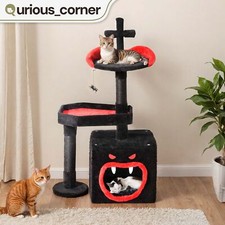 2 Tier Cat House  Condo Top Perch with Climbing Stand  Scratching Post Black