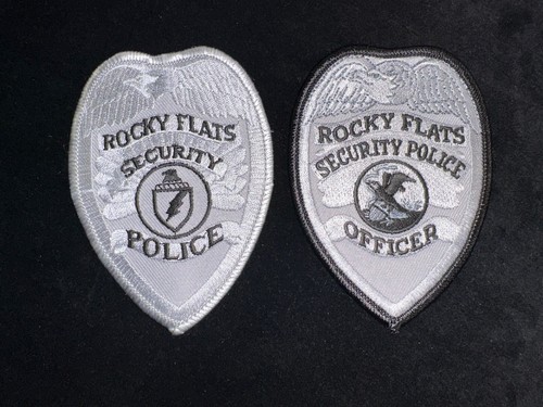 (2) Rocky Flats Security Police Officer Patches DECOMMISSIONED NOT IN SERVICE