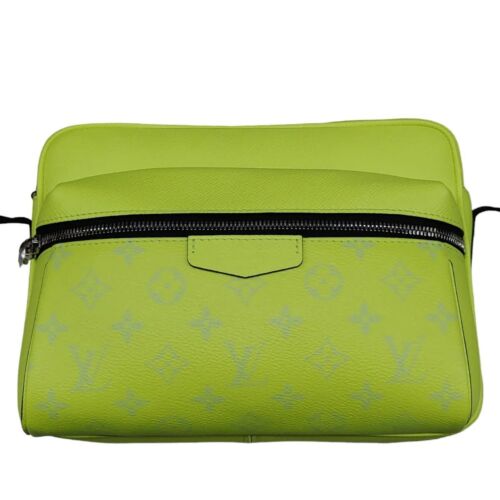 Louis Vuitton Tiagra Monogram Outdoor Messenger Bag in Neon Yellow Style RFID