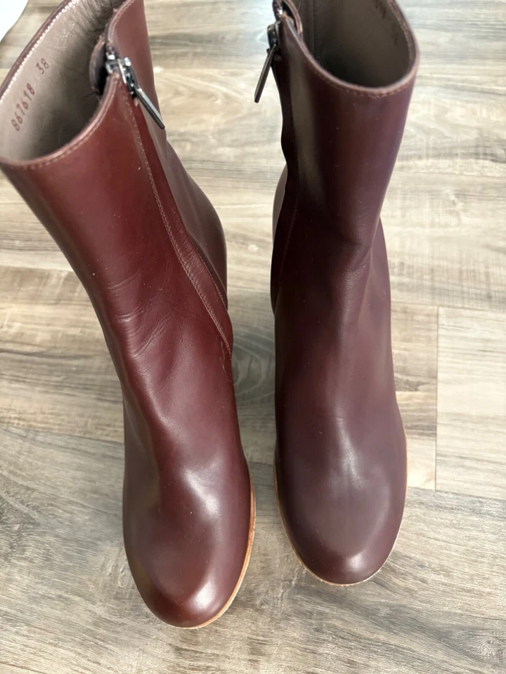 Jil Sander Brown Beige Leather Ankle Boots - 38 New - Image 4 of 4