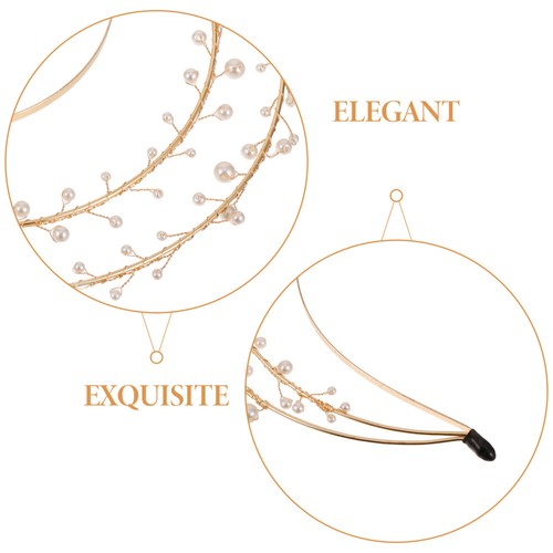 Pearl Crown Headband Lolita Crown Headpiece Goddess Crown Headband Decorative - Picture 3 of 12