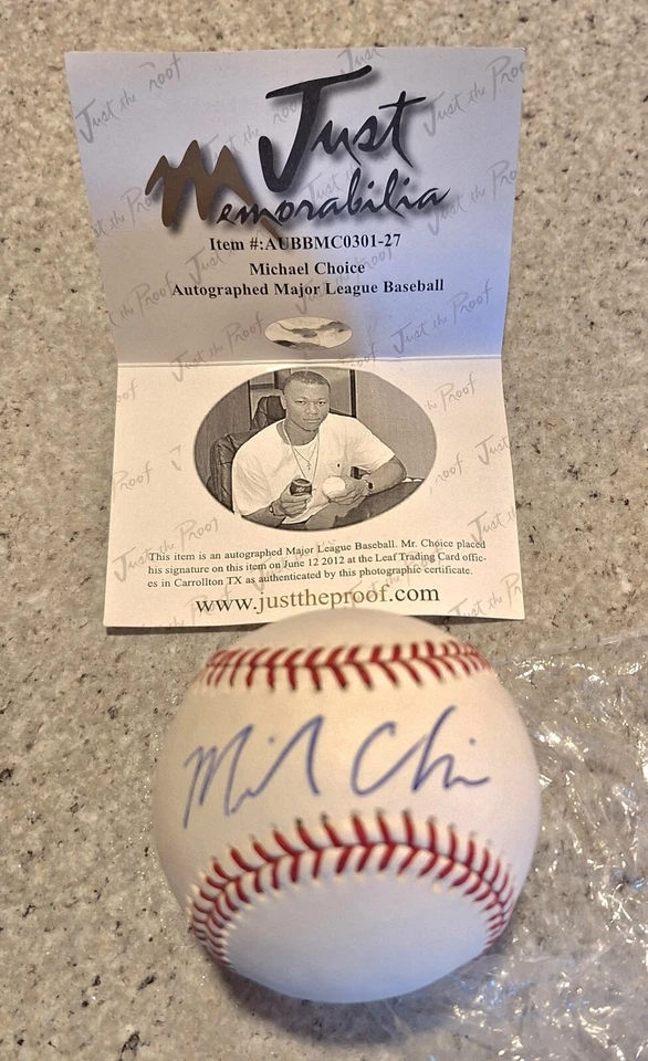 Signed Baseball w/COA - Michael Choice - June 2012 - by Just Memorabilia - Image 2 of 4