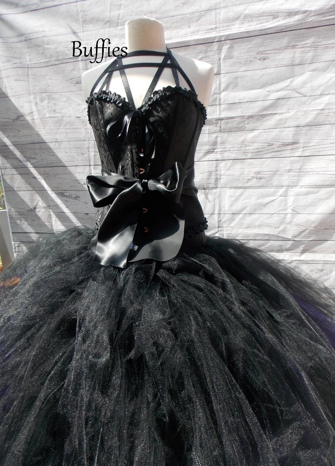 Prom Goth Alternative Wedding Steampunk Tulle Skirt in Black Red Purple  - Image 3 of 4