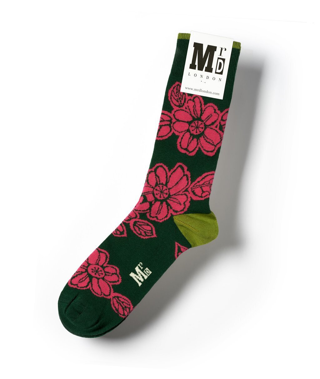 Ecru Pink Florals Batik Unisex Novelty Ankle Socks Adult Size 6-11