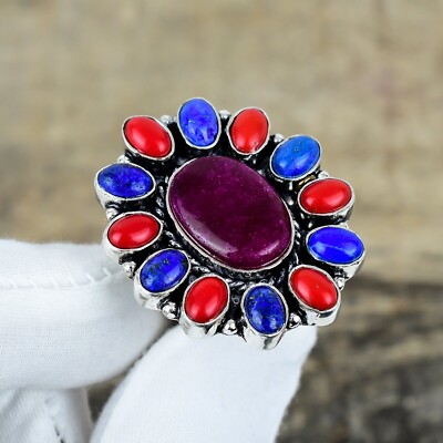 Kaschmir Rubin Edelstein Ring Lab Created 925 Sterling Silber Schmuck für Geschenke