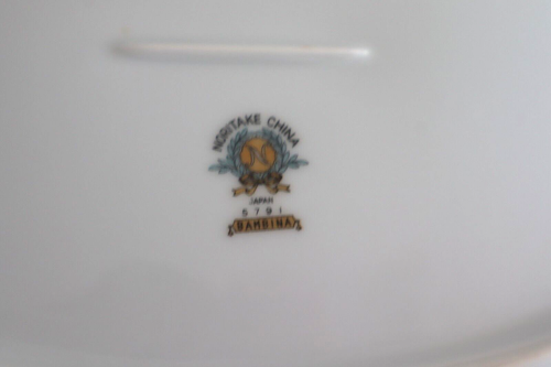 Noritake China 12,25" Ovale Servierplatte 5791 Bambina Bambus Silberrand Schale - Bild 6 von 6