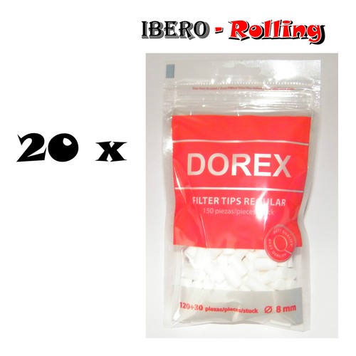 Filtros DOREX 8 mm. Caja de 20 bolsas. 150 filtros por bolsa. Liar tabaco - Imagen 2 de 2