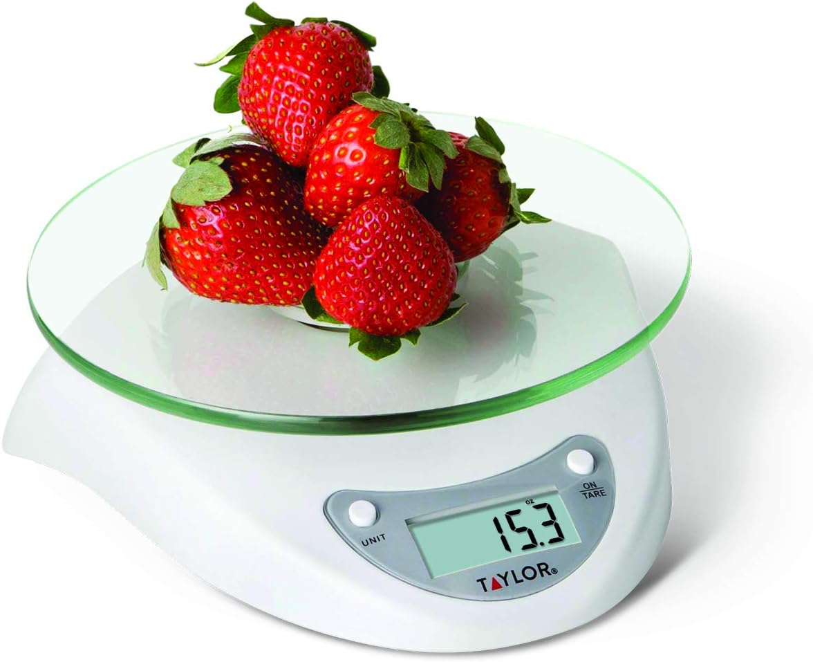 Digital Kitchen Scale with Glass Platform, Tare Button, and Plastic Body Weighs-image